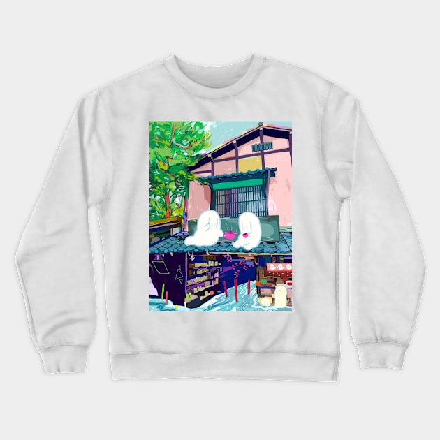 Ghost Tea Home Crewneck Sweatshirt by kurilord